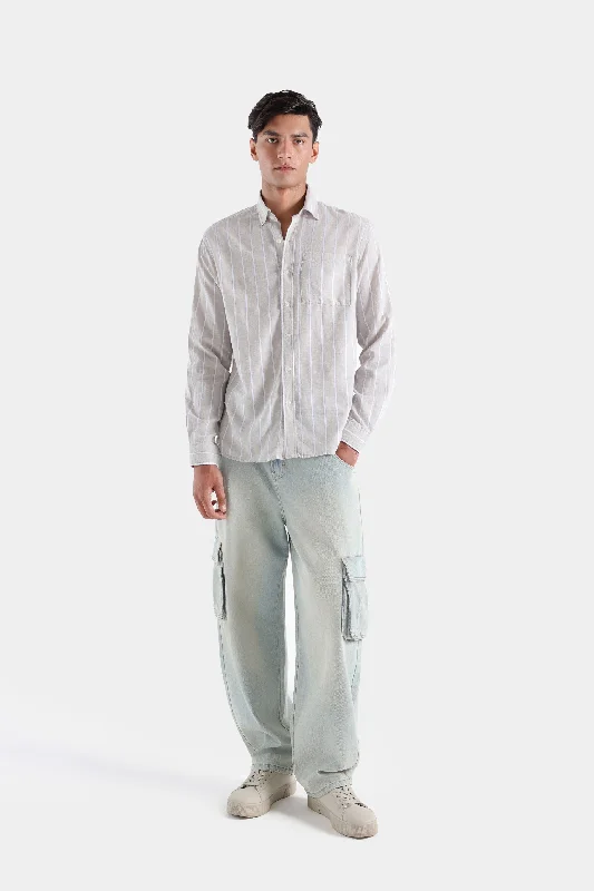 Men's Essential Dress Shirts for Everyday WearCotton Linen Striped Shirt