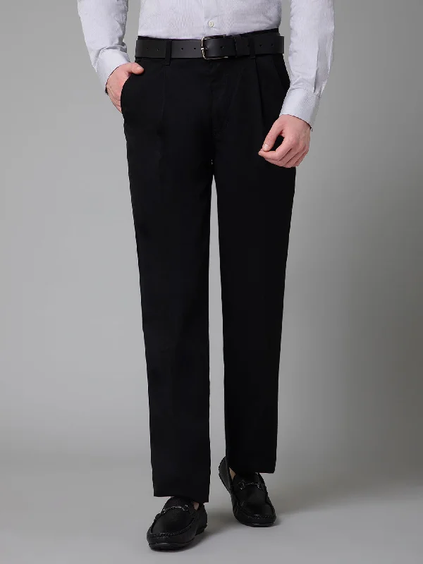 Men's Pants with Pleated FrontsMen's Formal Pleated front Black  Trousers