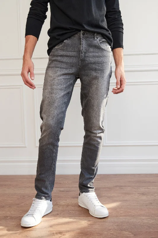 Inexpensive Rip and Tear Men's JeansJeans gris à coupe étroite - Homme