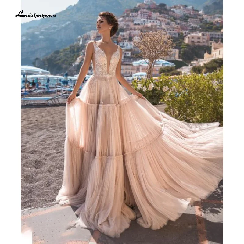 women's eco-friendly dressesRoycebridal Lace Top A-Line Deep V-Neck Wedding Dress