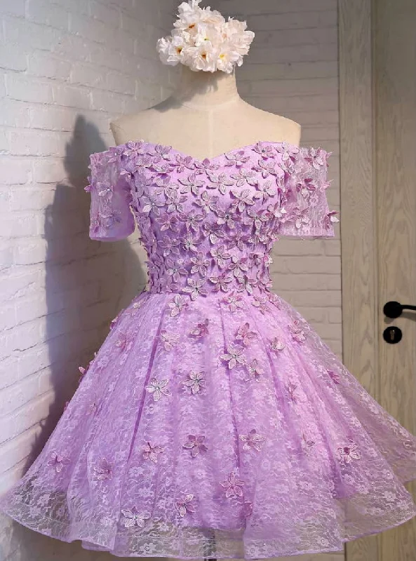 Velvet DressPurple Homecoming Dress Short Sleeve Lace Cocktail
