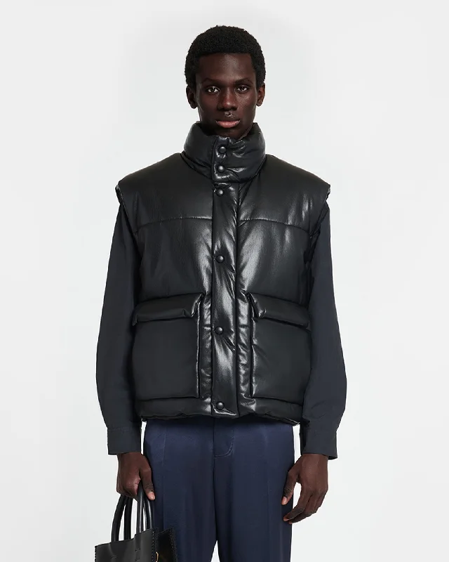 Men's Coats with Down InsulationJovan - Okobor™ Alt-Leather Gilet - Black