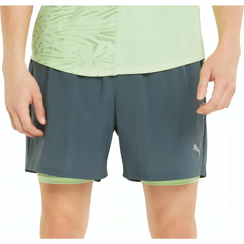 Men's Pants with Flap PocketsPuma 5 Inch Graphic 2 In 1 Mens Running Shorts - Grey
