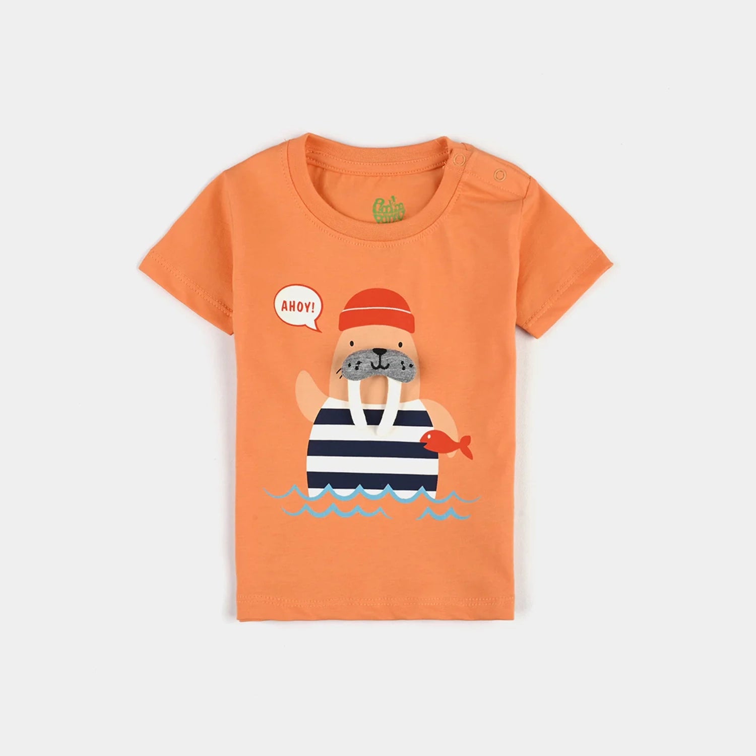 Men's Shirts with Embellished SleevesInfant Boys Cotton Jersey Round Neck T-Shirt AHOY- Orange Men's Shirts with Embellished SleevesInfant Boys Cotton Jersey Round Neck T-Shirt AHOY- Orange