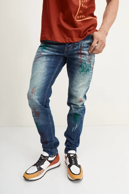 Premium Men's JeansPainted Slim-Straight Denim