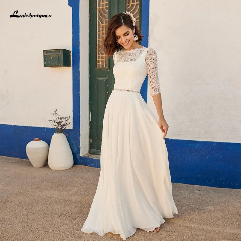 Tiered DressRoycebridal Lakshmigown Simple Boho Bridal Floor Length Wedding Dress Half Sleeves 2021 Robe de Plage Chiffon Beach Wedding Gowns Open Back Tiered DressRoycebridal Lakshmigown Simple Boho Bridal Floor Length Wedding Dress Half Sleeves 2021 Robe de Plage Chiffon Beach Wedding Gowns Open Back