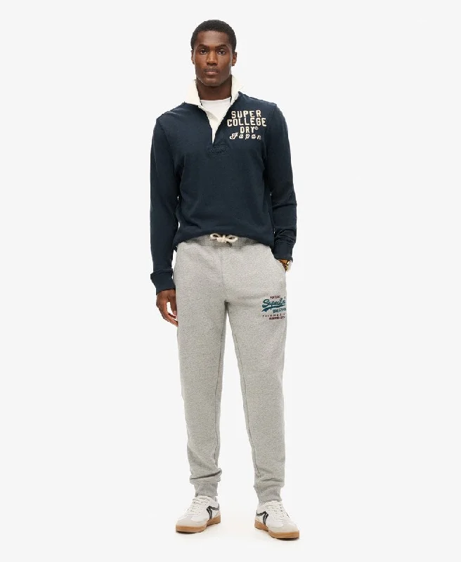 Men's Elastic-Waisted Pants for Easy MovementDuo Vintage Logo Graphic Slim Jogger | Athletic Grey Marle Men's Elastic-Waisted Pants for Easy MovementDuo Vintage Logo Graphic Slim Jogger | Athletic Grey Marle