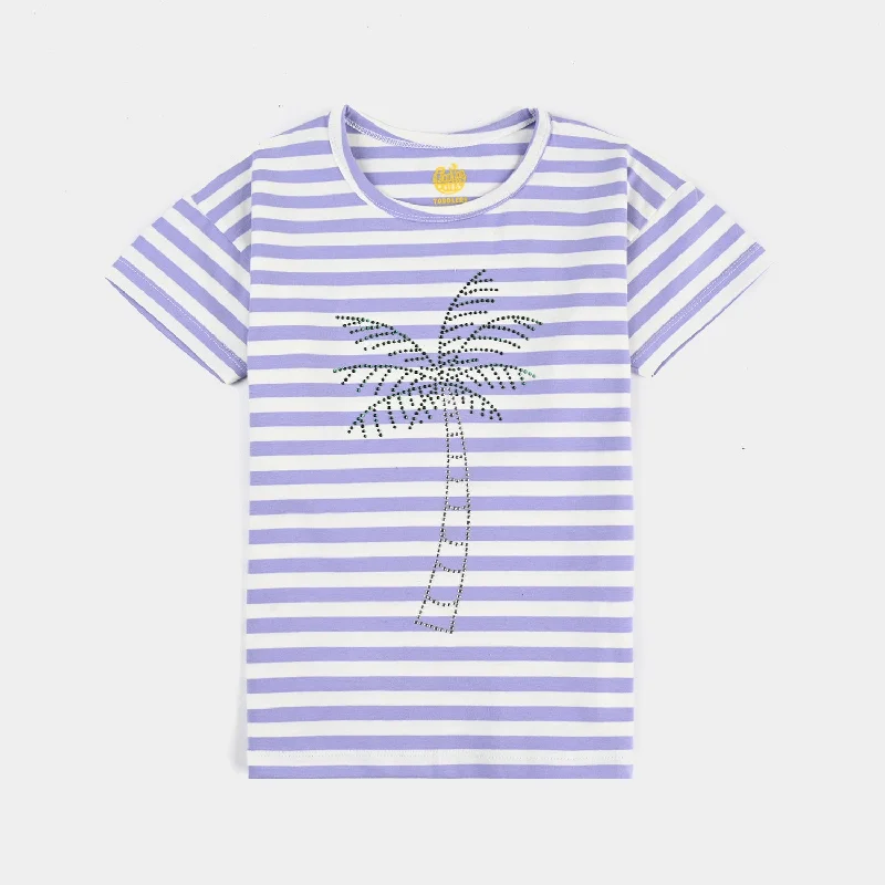 Comfortable Men's Polo ShirtsGirls Yarn Dyed T-Shirt H/S PALM VIBES