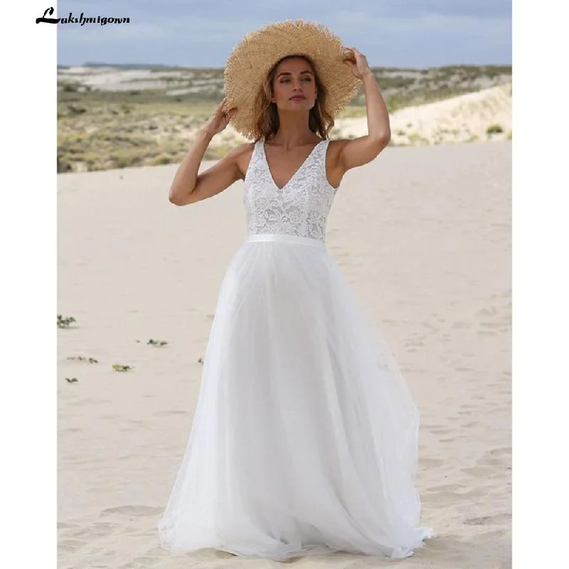 women's designer dressesRoycebridal Lace V Sahpe Back Sleeveless Tulle Backless Wedding Dresses With Buttons V Neck Beach vestidos de novia bohemio verano 2021 women's designer dressesRoycebridal Lace V Sahpe Back Sleeveless Tulle Backless Wedding Dresses With Buttons V Neck Beach vestidos de novia bohemio verano 2021