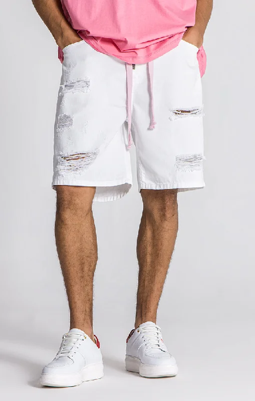 Breathable Men's Athletic ShortsWhite Lotus Denim Shorts