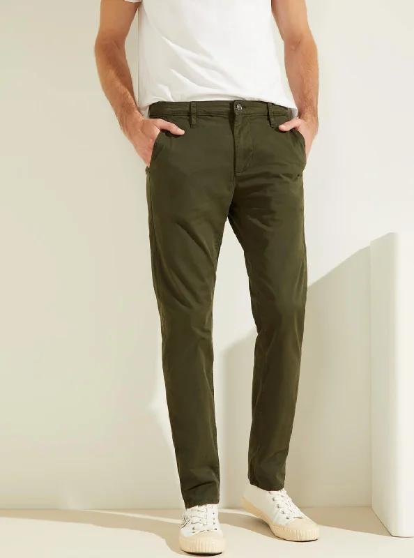 Men's Swim Trunks for SwimmingDeep Green Slim Fit Lonita Twill Chino Pants