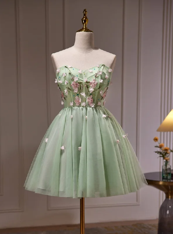 Animal Print DressGreen Tulle Sweetheart Beading Homecoming Dress