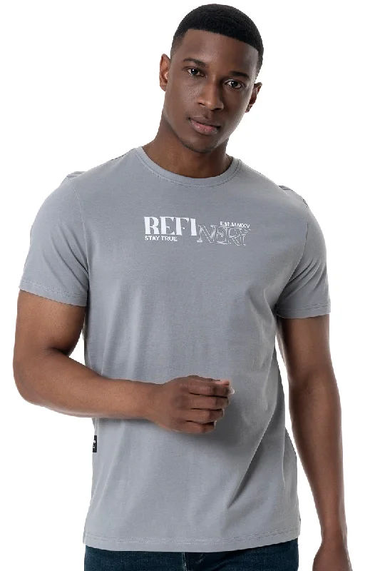 Men's Shirts with Surplice HemlinesBranded T-Shirt _ 158100 _ Grey