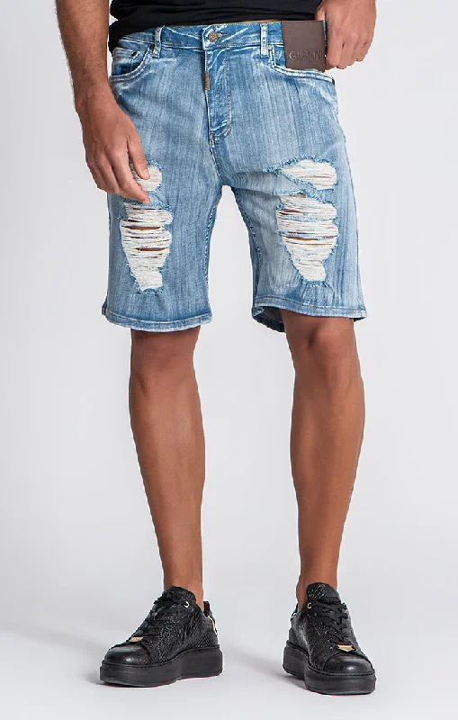 Men's Low-Waisted Pants for a Casual VibeMedium Blue GK25 Denim Shorts