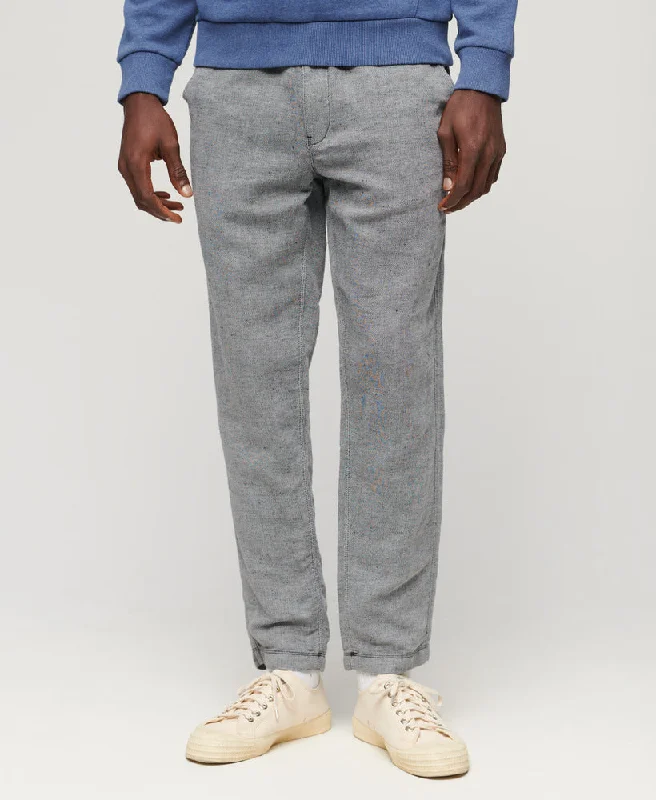 Men's Velcro-Closure Pants for ConvenienceDrawstring Linen Trouser | Dark Navy/Optic Men's Velcro-Closure Pants for ConvenienceDrawstring Linen Trouser | Dark Navy/Optic