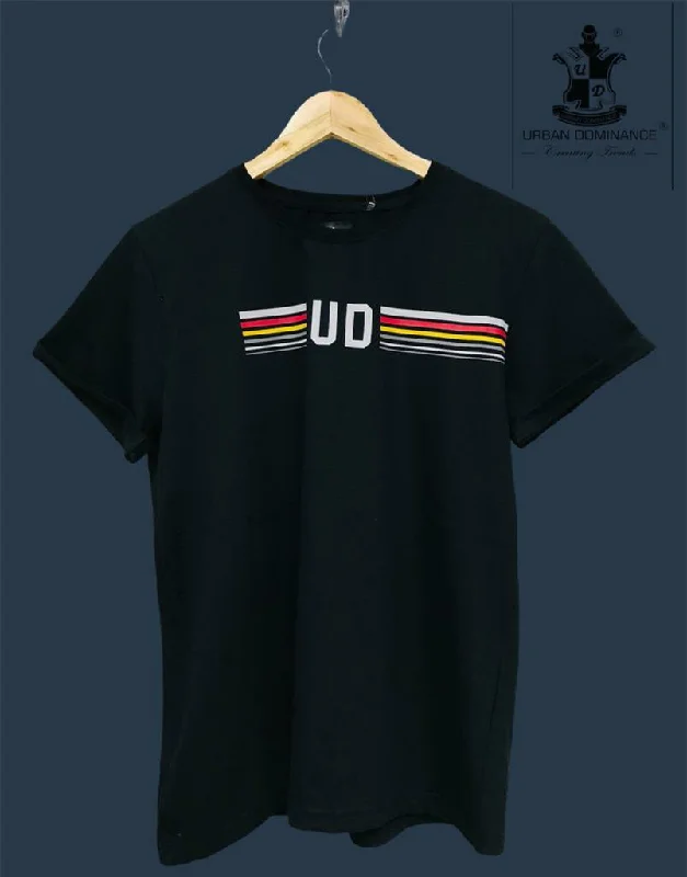 Men's Shirts with Belt LoopsUrban Dominance Print Round Neck T-shirt DOD02