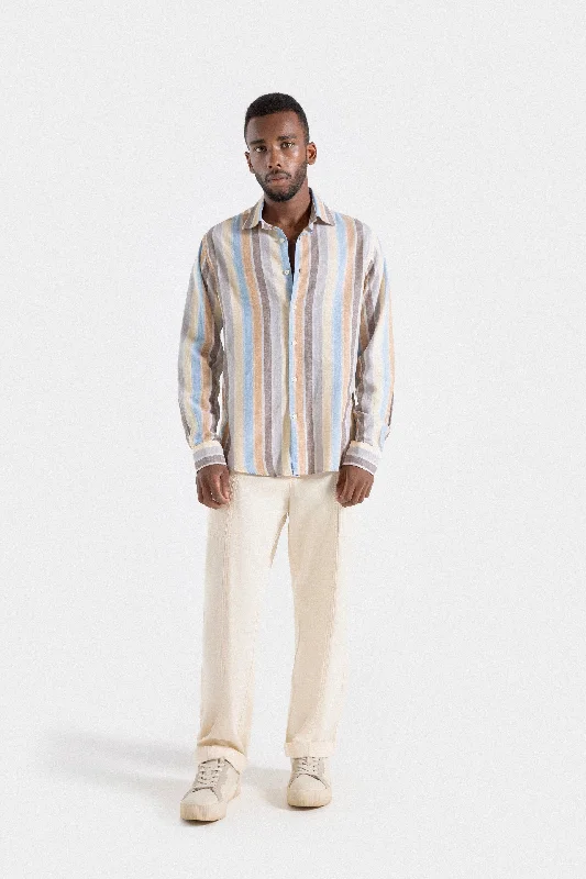 Men's Pocket T-Shirts for Added FunctionalityMulti-color Striped Shirt