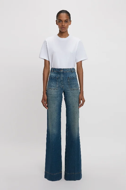 Light Wash Men's JeansAlina High Waisted Stretch Jean In Mid Blue