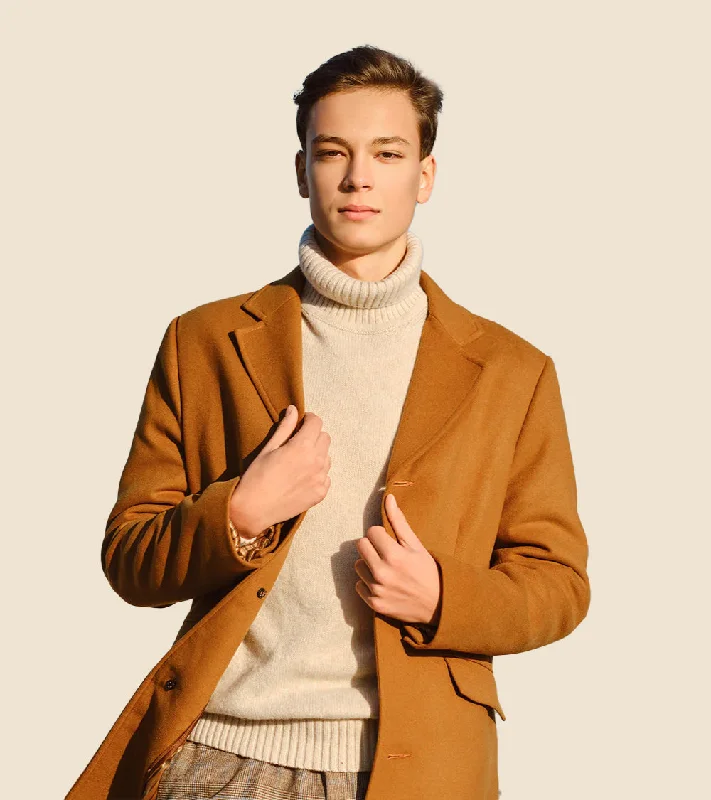 Cool Men's JeansMen brown long coat