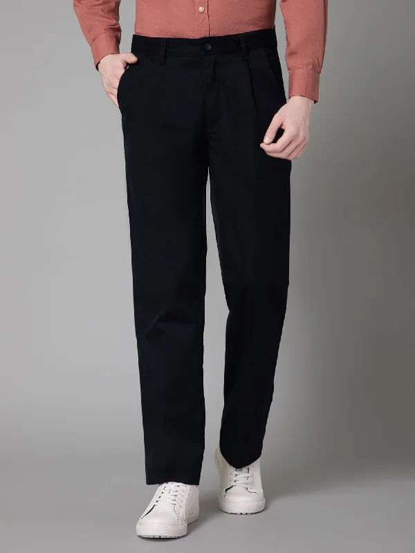 Men's Pants with Graphic PrintsMen's Formal Pleated front Navy Blue  Trousers