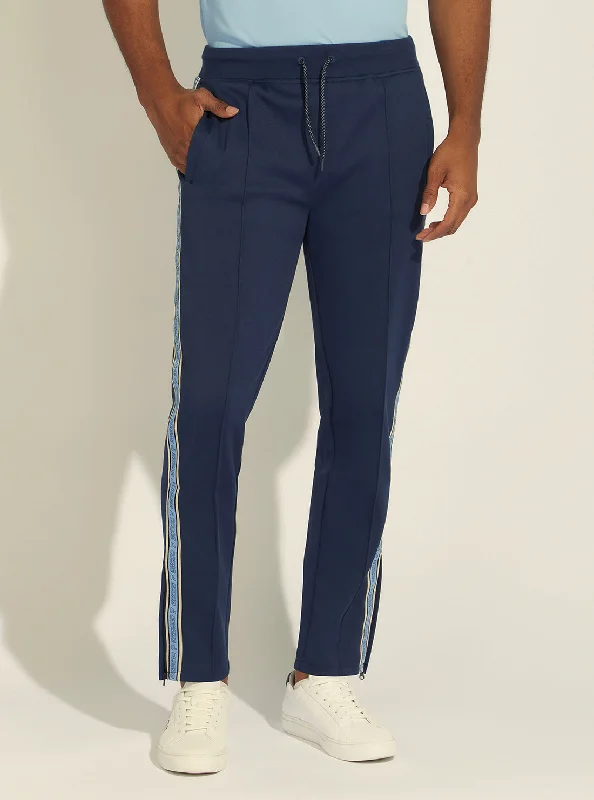 Men's Pants with Belt LoopsEco Silk Blue Darrel Active Trackpants