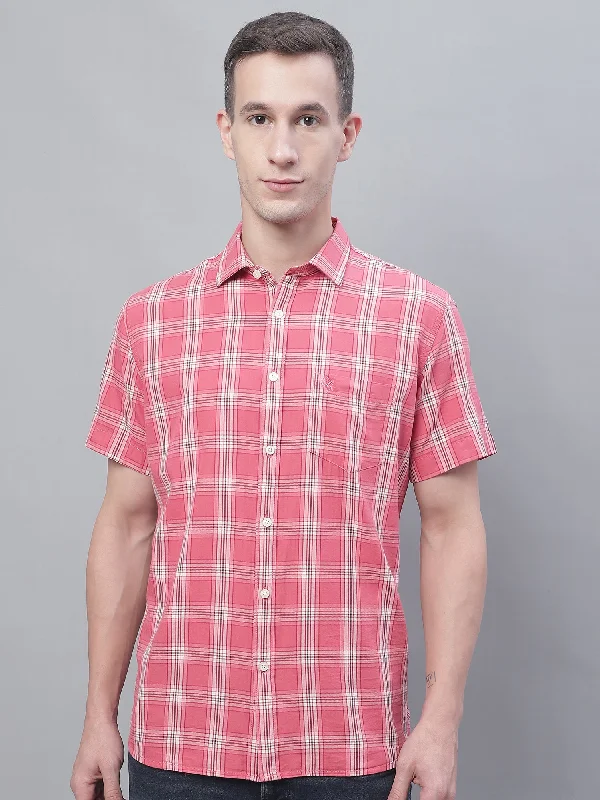Men's Casual Friday Shirts for Relaxed Office DaysMen's Pink Casual Big Checks Half Sleeve Shirt Men's Casual Friday Shirts for Relaxed Office DaysMen's Pink Casual Big Checks Half Sleeve Shirt