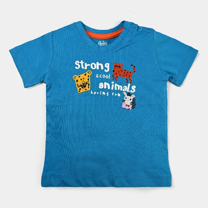 Men's Three-Quarter Sleeved TopsInfant Boys Slub Jersey T-Shirt Strong Animals-Blue