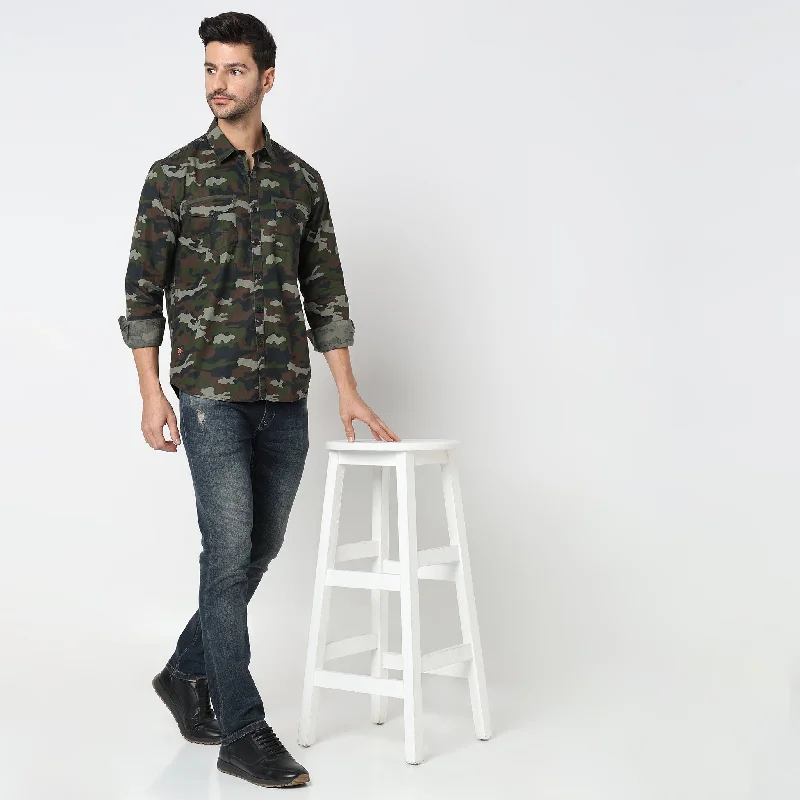 Men's Patterned Dress Casual Shirts for Smart-Casual EventsRegular Fit Camo Shirt