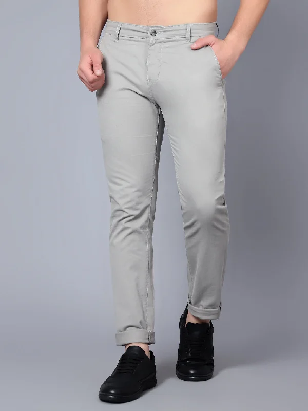Men's High-Waisted Pants for a Retro StyleMen's Casual Flat front Light Grey Trousers Men's High-Waisted Pants for a Retro StyleMen's Casual Flat front Light Grey Trousers