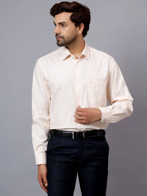 Stylish Men's Graphic T-ShirtsMen's Yellow Formal Small Checks Full Sleeve Shirt