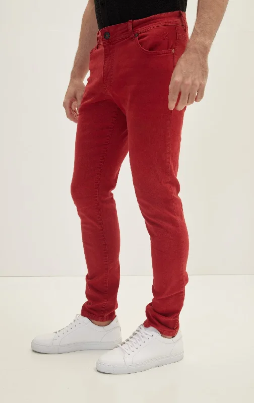Comfort-Fit Men's JeansSpring Tapered Denim - Red