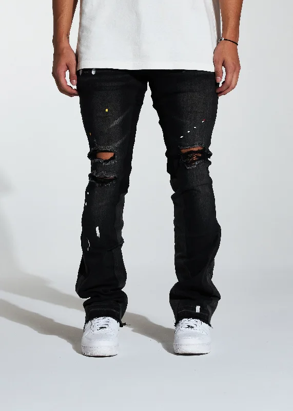 Baggy Men's JeansArch Stacked Flare Denim (Black Wash)