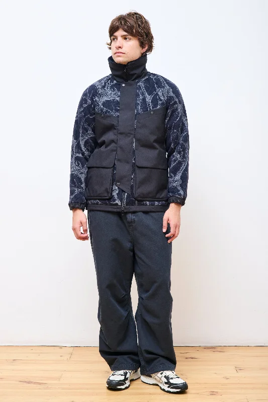 Men's Coats for Big and TallHorn Tree Print Wool Boa Jacket Navy