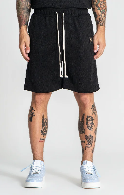 Men's High-Waisted Pants for a Retro StyleBlack Waffle Shorts