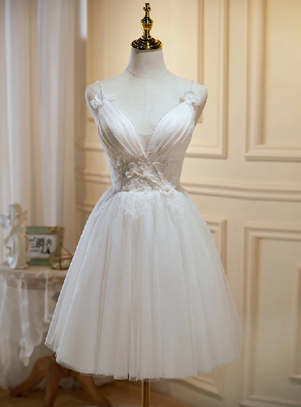 Casual Chic DressIvory White Tulle Lace Homecoming Dress