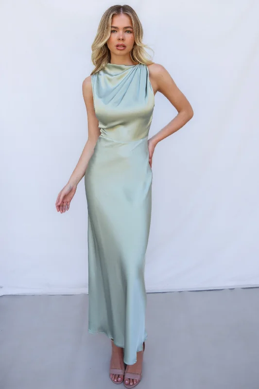 Ruffled Hem DressVianna Formal Dress - Sage