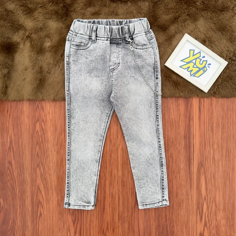 Everyday Casual Men's JeansComfortable Boys' Light Gray Jeans with Round Waistband