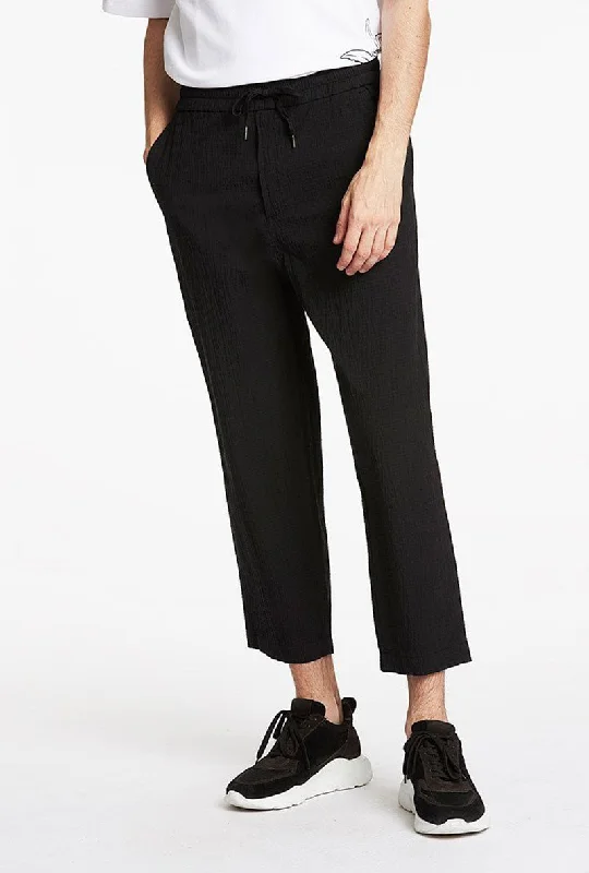 Men's Pants with Hidden ButtonsLINDBERGH SEERSUCKER ELASTIC WAIST PANTS