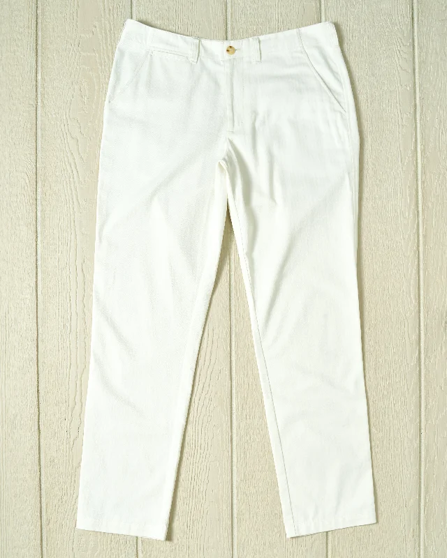 Men's Patterned Pants with Animal PrintsCamden Pant in White Herringbone Twill