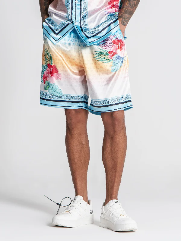 Men's Patterned Pants with StripesBlue Tropicana Shorts