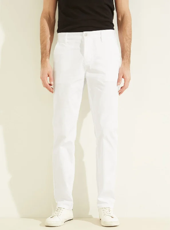 Men's Pants with Water-Resistant FabricWhite Robert Stretch Canvas Chino Pants