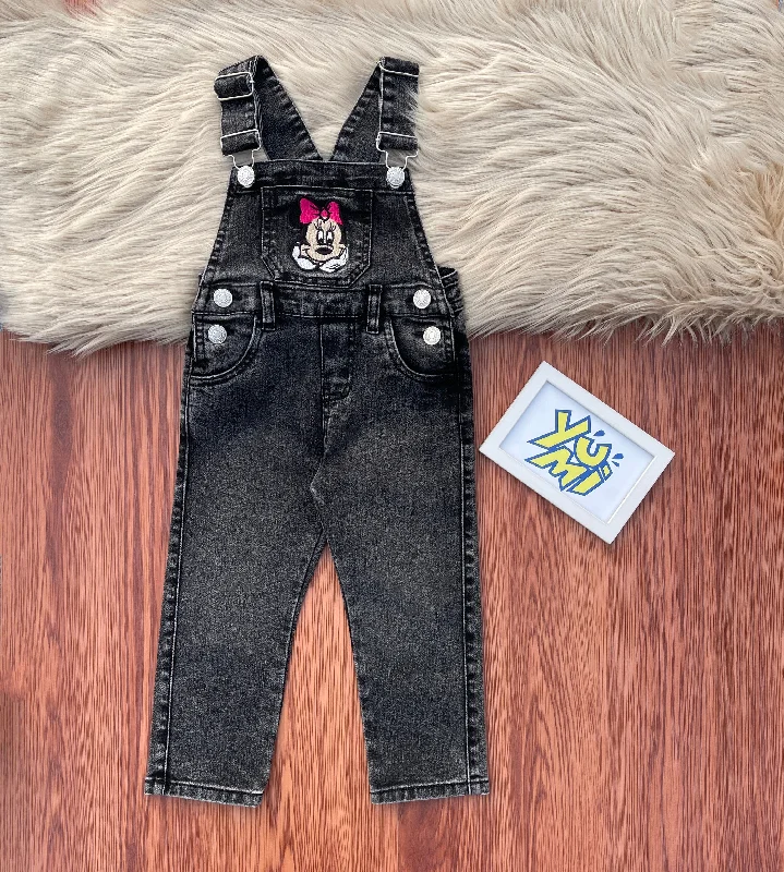 Designer Skinny Men's JeansMinnie Mouse Magic! Stylish Black Dungaree for Girls