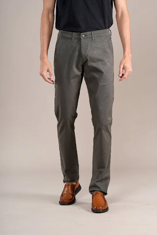 Durable Men's Work PantsMen's Olive Solid Non-Pleated Casual Trouser