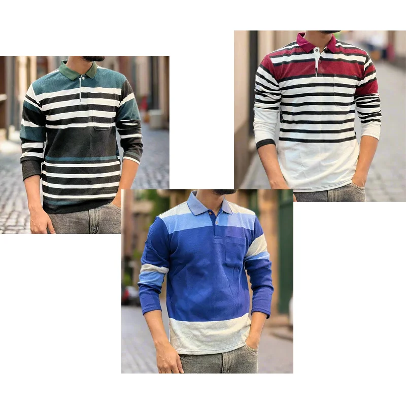 Men's Shirts with Velcro ClosuresMen's Collar Full Sleeve T-Shirt DC24