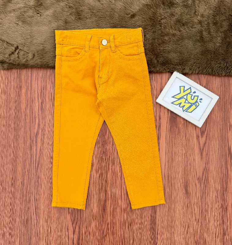 Men's Tapered JeansAll-Day Comfort: Boys' Mustard Stretch Cotton Twill