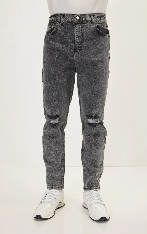 Men's Jeans in Unique PatternsRelaxed Fit Tapered Jeans - Black