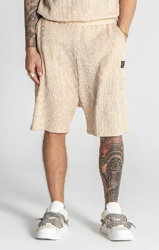 Men's Pants with Appliqué DetailsBeige Resort Shorts