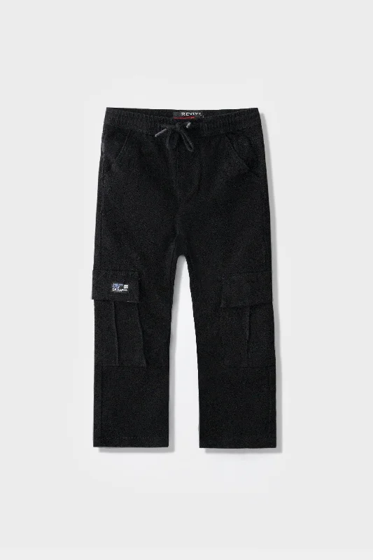 Rip and Tear Men's JeansBoys Black Cargo Straight Fit Denim Jeans