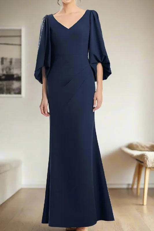 Lace DressMermaid V-Neck 3/4 Sleeves Mother of The Bride Dresses