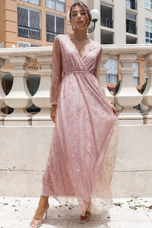 Floral DressGabrielle Glitter Gown - Blush Pink